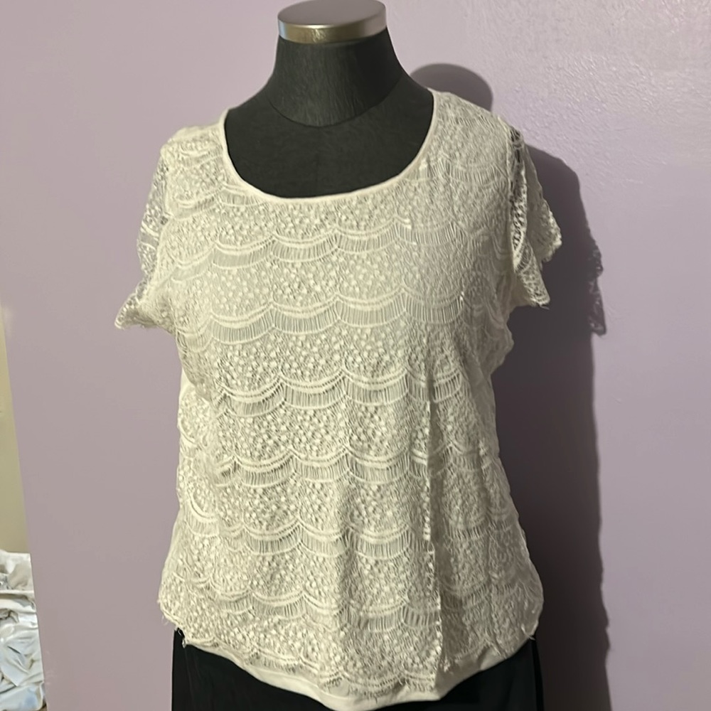 Lane Bryant lace overlay tee